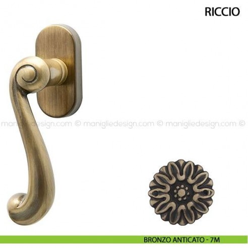 Maniglia per finestra martellina DK Riccio Comit bronzo anticato