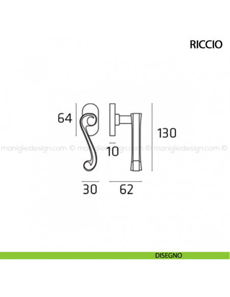 Maniglia per finestra martellina DK Riccio Comit disegno