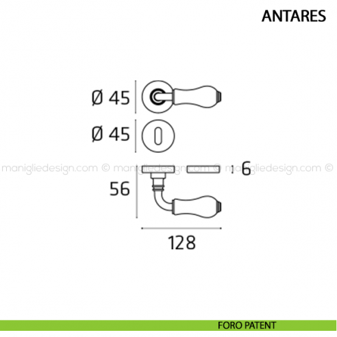Maniglia per porta Antares Comit foro patent