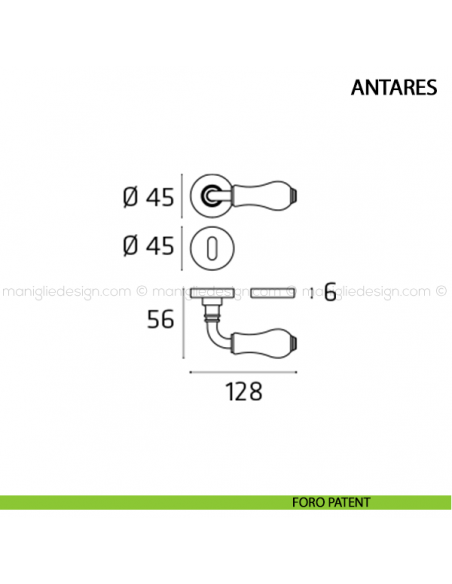 Maniglia per porta Antares Comit foro patent