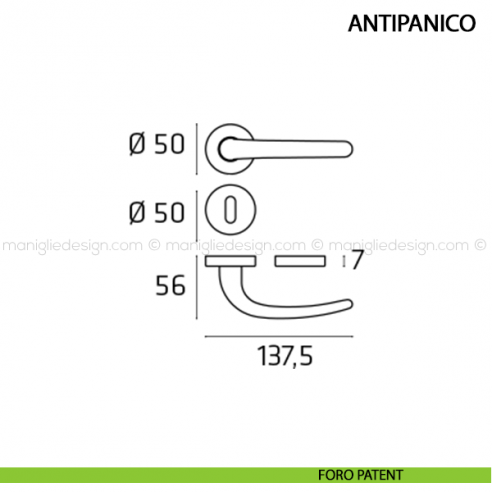 Maniglia per porta Antipanico Comit foro patent