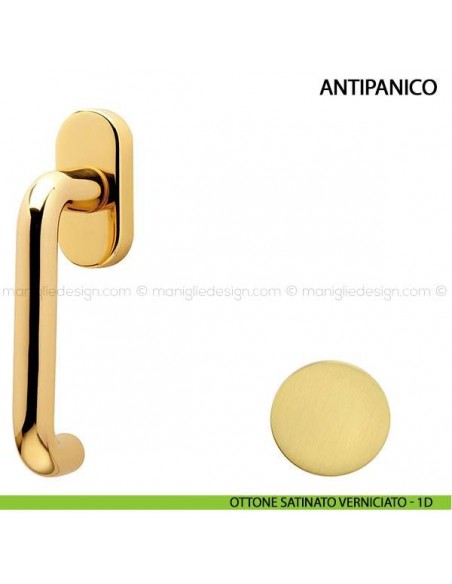 Maniglia per finestra martellina DK Antipanico Comit ottone satinato verniciato