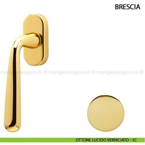 Maniglia per finestra martellina DK Brescia Comit ottone lucido verniciato