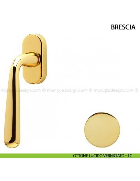 Maniglia per finestra martellina DK Brescia Comit ottone lucido verniciato