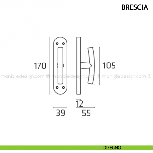 Maniglia cremonese per finestra Brescia Comit disegno