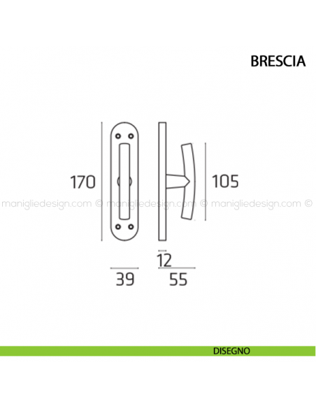 Maniglia cremonese per finestra Brescia Comit disegno