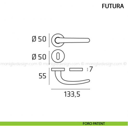 Maniglia per porta Futura Comit foro patent
