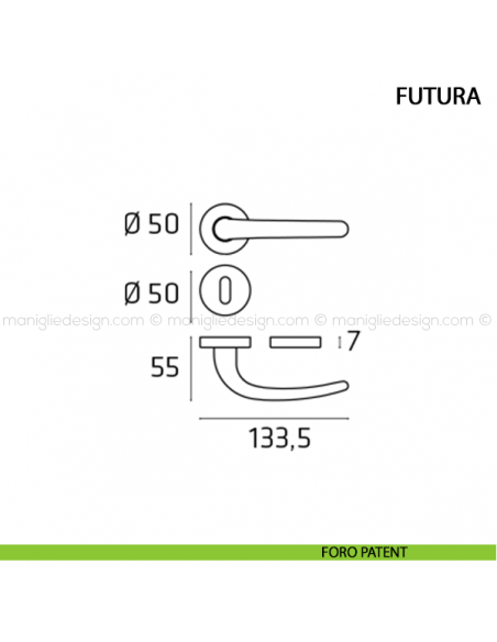 Maniglia per porta Futura Comit foro patent