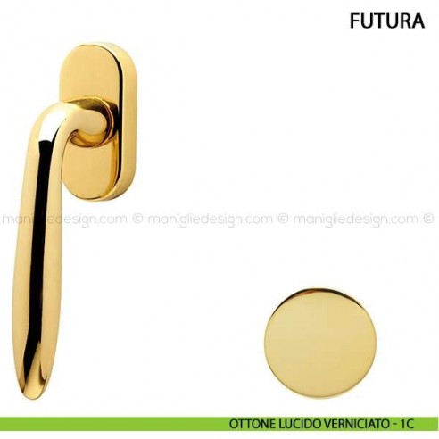 Maniglia per finestra martellina DK Futura Comit ottone lucido verniciato