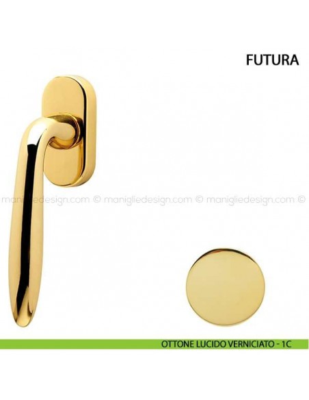 Maniglia per finestra martellina DK Futura Comit ottone lucido verniciato