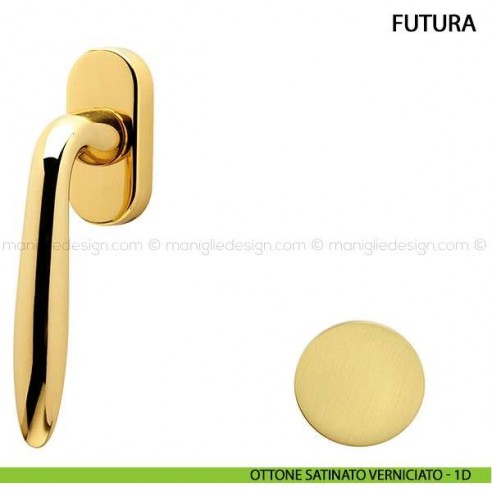 Maniglia per finestra martellina DK Futura Comit ottone satinato verniciato