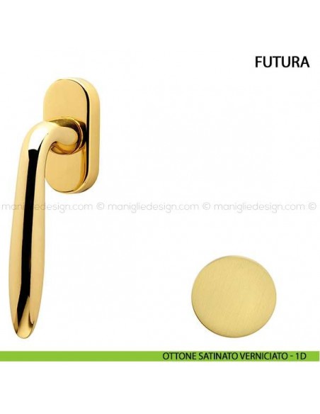 Maniglia per finestra martellina DK Futura Comit ottone satinato verniciato