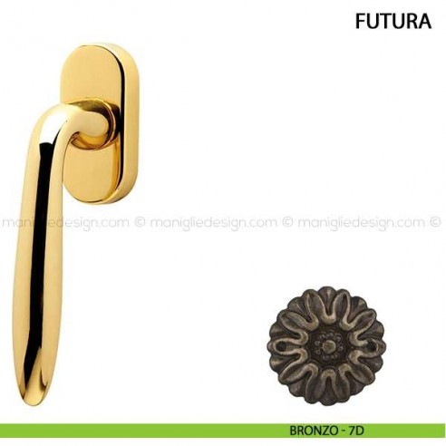 Maniglia per finestra martellina DK Futura Comit bronzo