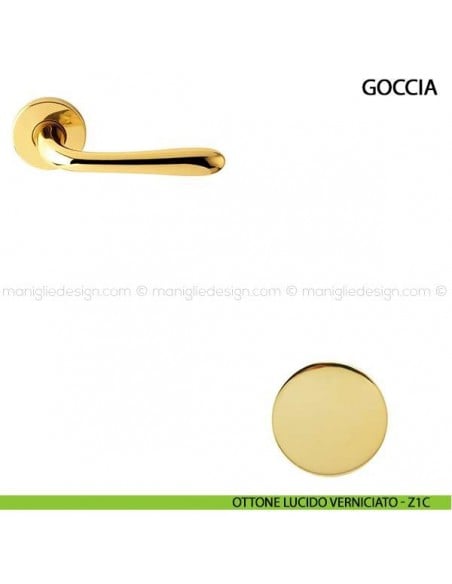 Maniglia per porta Goccia Comit ottone lucido verniciato