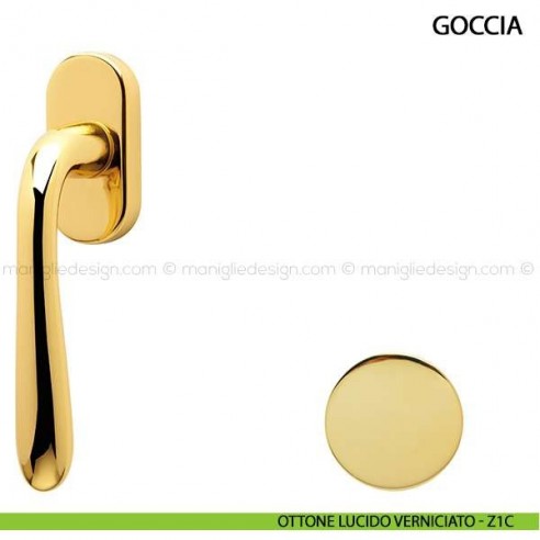 Maniglia per finestra martellina DK Goccia Comit ottone lucido verniciato