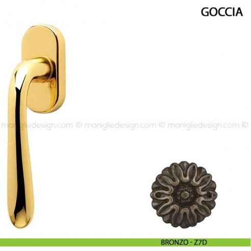 Maniglia per finestra martellina DK Goccia Comit bronzo