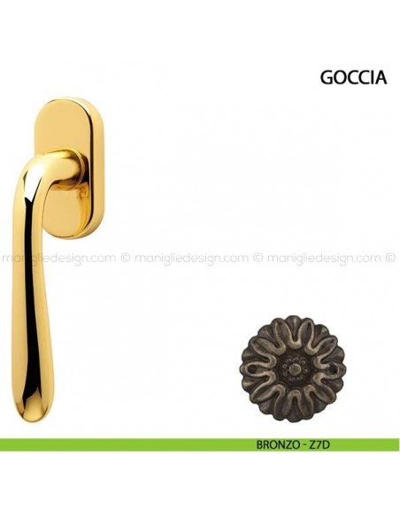 Maniglia per finestra martellina DK Goccia Comit bronzo
