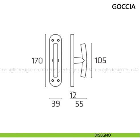 Maniglia cremonese per finestra Goccia Comit disegno