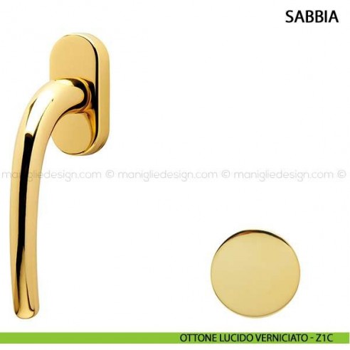 Maniglia per finestra martellina DK Sabbia Comit ottone lucido verniciato