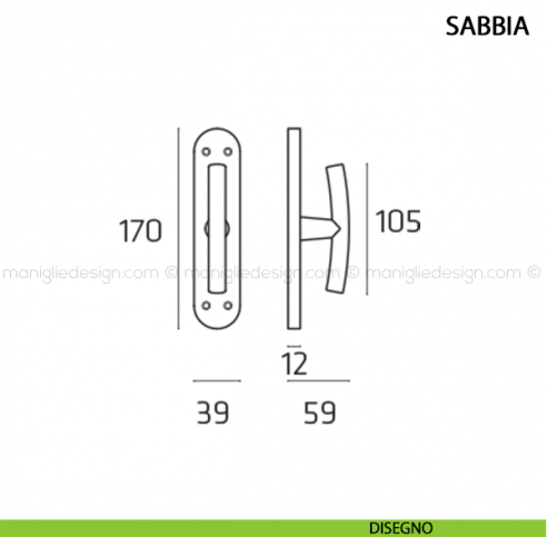 Maniglia cremonese per finestra Sabbia Comit disegno