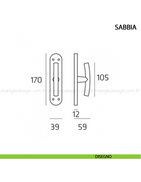 Maniglia cremonese per finestra Sabbia Comit disegno