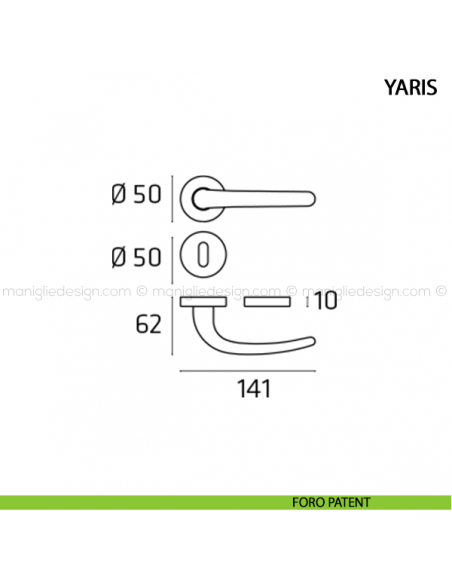 Maniglia per porta Yaris Comit foro patent