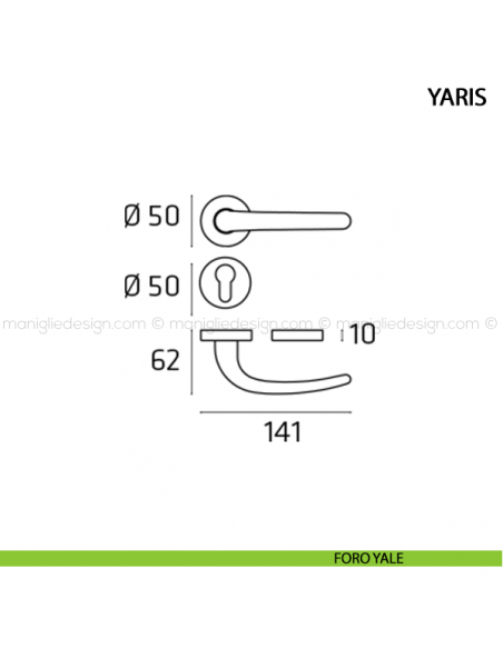 Maniglia per porta Yaris Comit foro yale