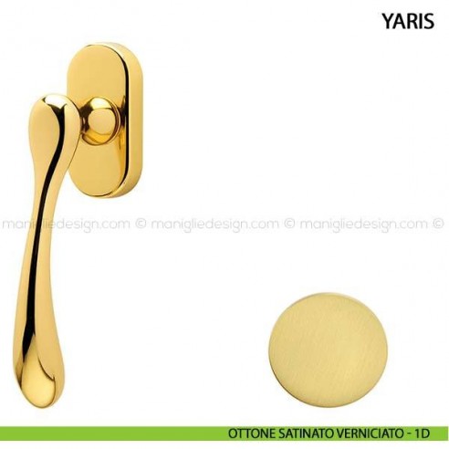 Maniglia per finestra martellina DK Yaris Comit ottone satinato verniciato