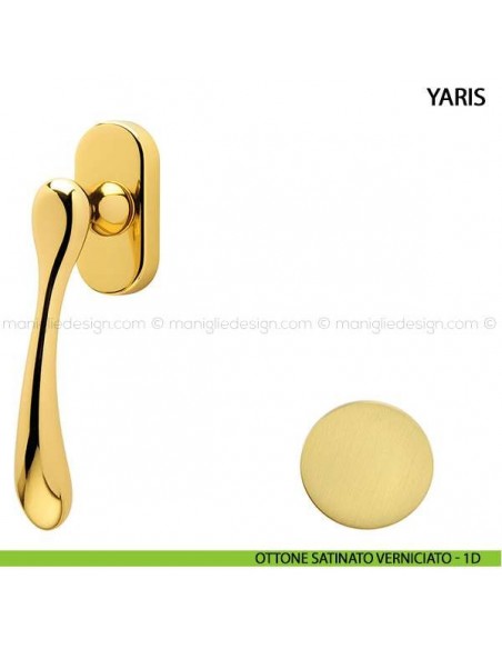 Maniglia per finestra martellina DK Yaris Comit ottone satinato verniciato