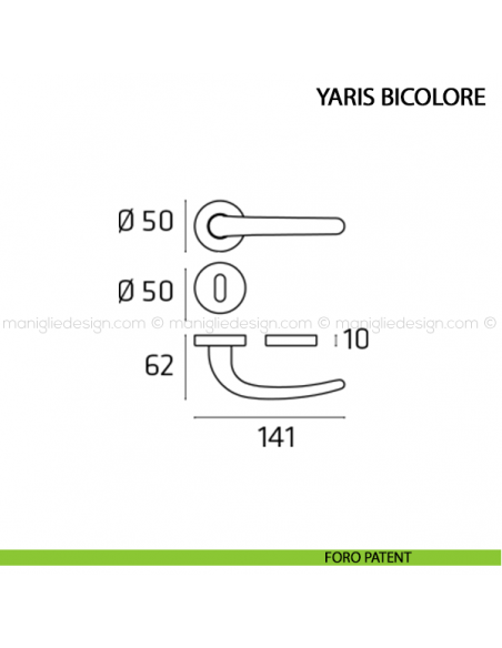 Maniglia per porta Yaris Bicolore Comit foro patent