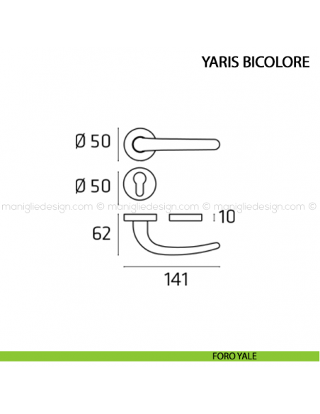 Maniglia per porta Yaris Bicolore Comit foro yale