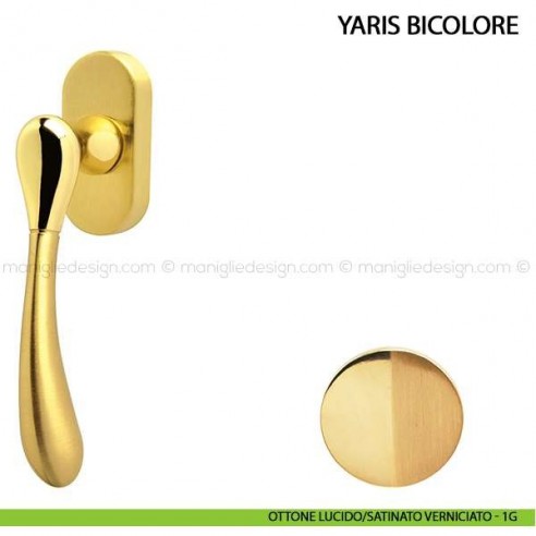 Maniglia per finestra martellina DK Yaris Bicolore Comit ottone lucido/satinato verniciato