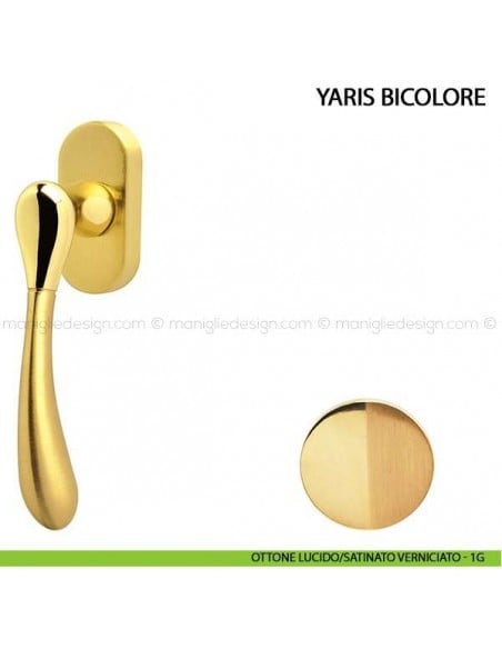 Maniglia per finestra martellina DK Yaris Bicolore Comit ottone lucido/satinato verniciato