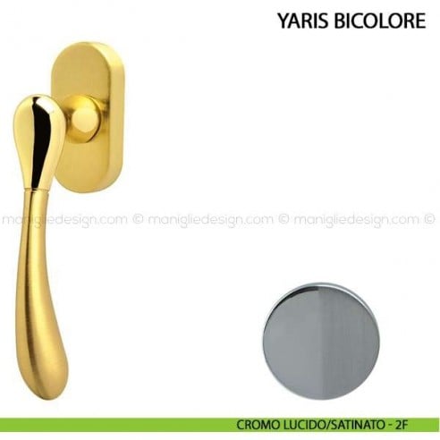 Maniglia per finestra martellina DK Yaris Bicolore Comit cromo lucido/satinato