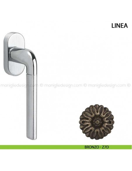Maniglia per finestra martellina DK Linea Comit bronzo