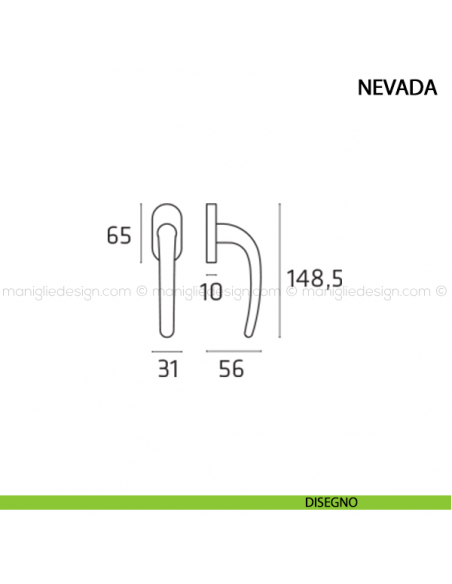 Maniglia per finestra martellina DK Nevada Comit disegno