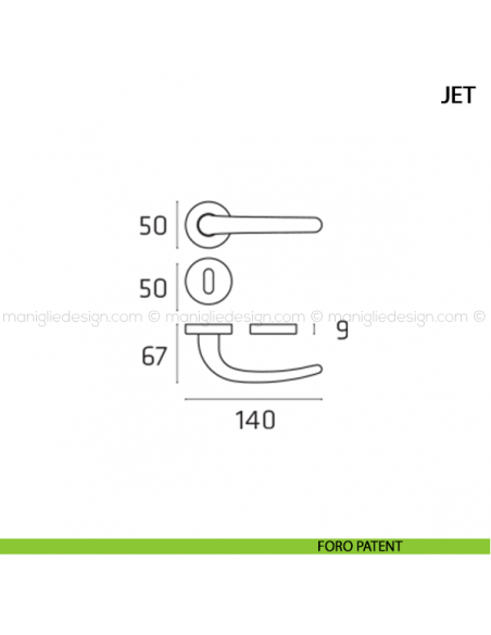 Maniglia per porta Jet Comit foro patent