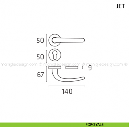 Maniglia per porta Jet Comit foro yale