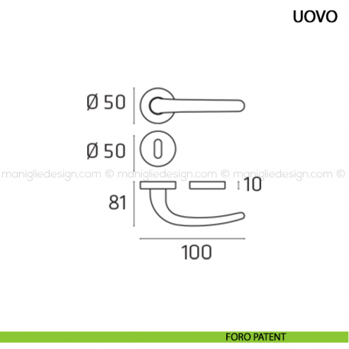 Maniglia per porta Uovo Comit foro patent