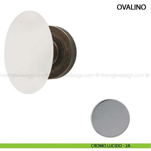 Pomolo per porta Ovalino Comit con porcellana bianca cromo lucido