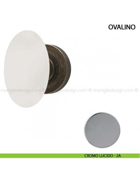 Pomolo per porta Ovalino Comit con porcellana bianca cromo lucido