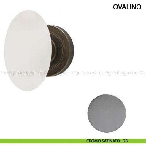 Pomolo per porta Ovalino Comit con porcellana bianca cromo satinato