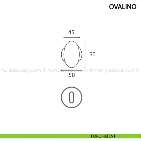 Pomolo per porta Ovalino Comit con porcellana bianca foro patent