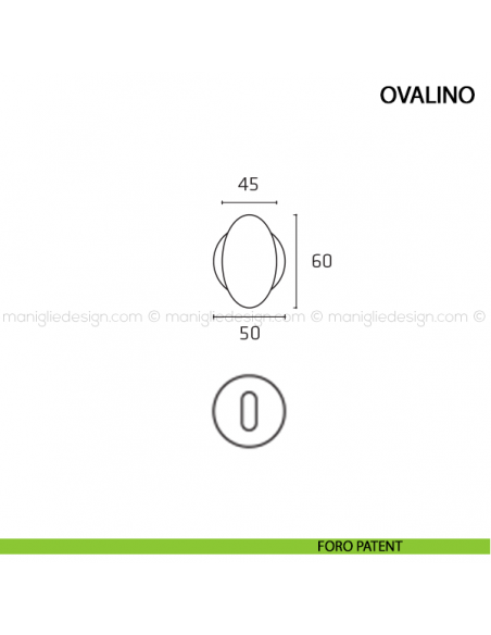 Pomolo per porta Ovalino Comit con porcellana bianca foro patent