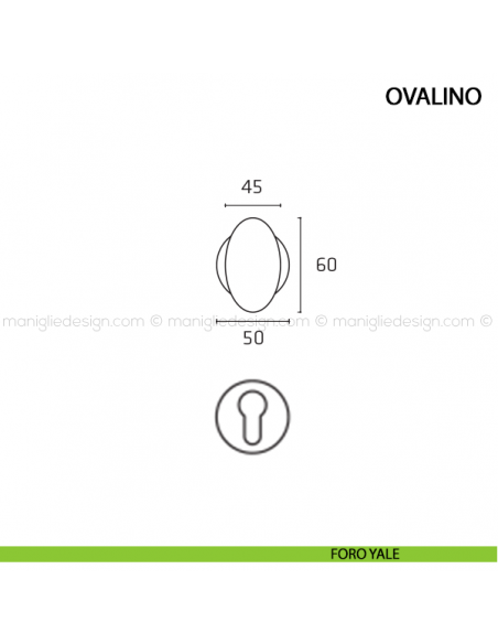 Pomolo per porta Ovalino Comit con porcellana avorio foro yale