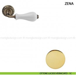Maniglia per porta Zena Comit con porcellana bianca 2