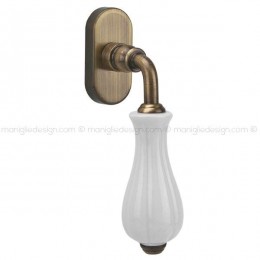 Maniglia per finestra martellina DK Zena Comit con porcellana bianca