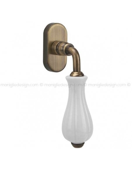 Maniglia per finestra martellina DK Zena Comit con porcellana bianca