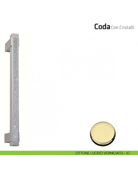 Maniglione per porta Coda con cristalli Comit singolo 280 mm ottone lucido verniciato