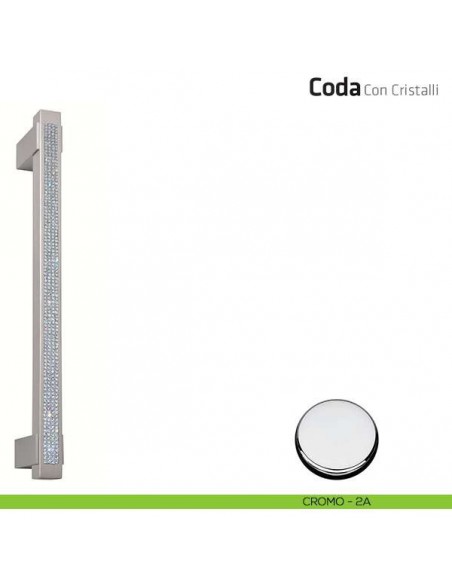 Maniglione per porta Coda con cristalli Comit accoppiato 280 mm cromo lucido